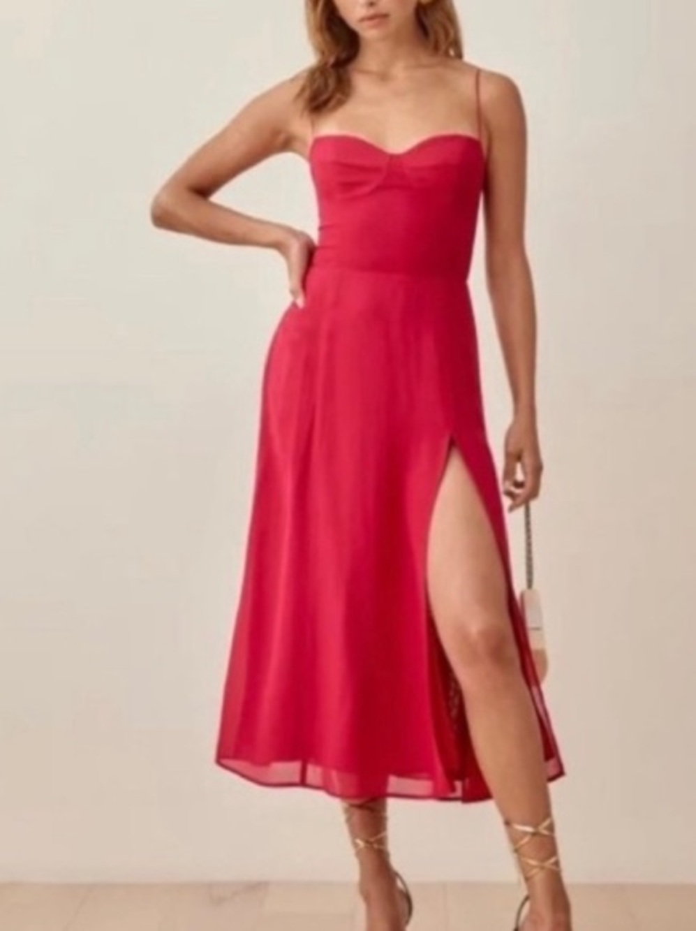 Reformation Juliette Dress in Rhubarb
